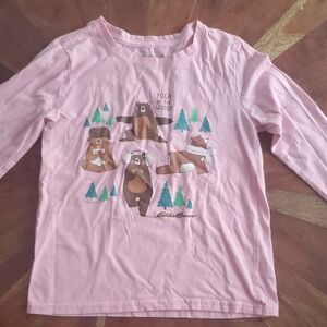 Eddie Bauer Pink Long Sleeve Kids Tee - Bear Design